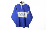 Vintage Gant Rugby Shirt Large USA Sailing Collared sweatshirt blue big logo 90s style