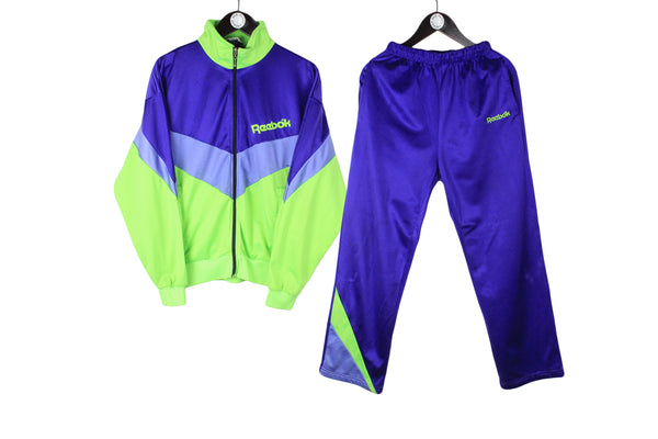 Vintage Reebok Tracksuit Classic purple green 80s made in Hong Kong retro rare sport suit