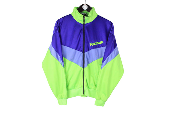 Vintage Reebok Tracksuit Small size men's big logo acid bright multicolor retro sport wear track jacket and pants authentic athletic clothing 90's 80's styel outfit