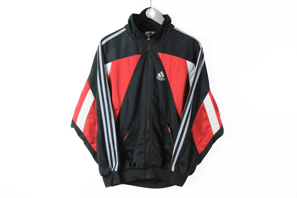Vintage Adidas Track Jacket Medium black big logo 90s sport windbreaker