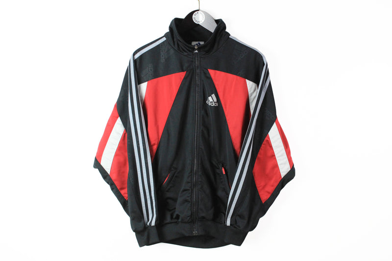 Vintage Adidas Track Jacket Medium black big logo 90s sport windbreaker