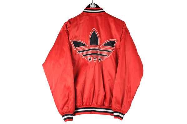 Vintage Adidas Bomber Jacket Large Run DMC Big logo red 90s athletic polyester windbreaker