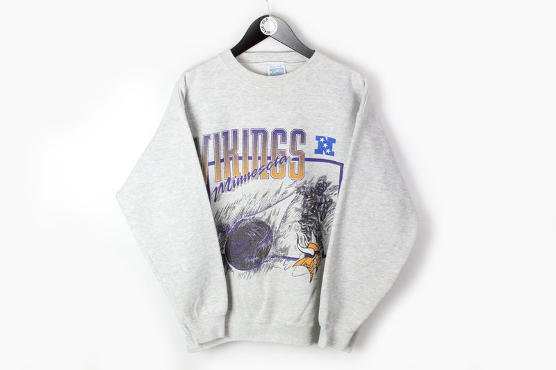 Vintage Vikings Minnesota Sweatshirt Medium NFL Football sport crewneck gray jumper 90s