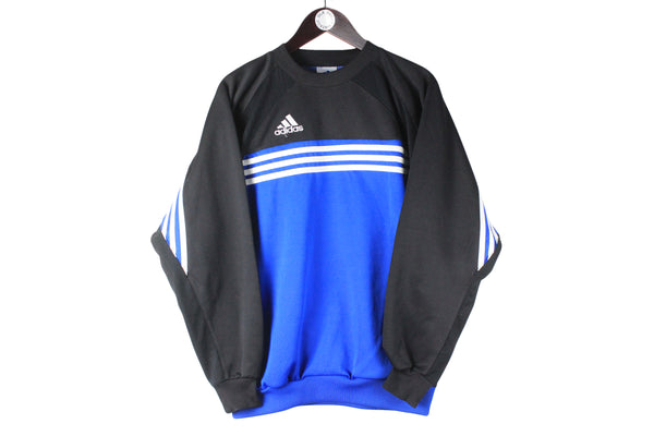 Vintage Adidas Sweatshirt Medium blue black crewneck 90s sport jumper retro classic small logo 