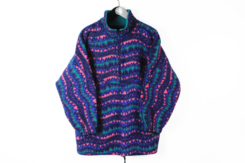 Vintage Fleece Half Zip Small multicolor purple 90s sport style sweater
