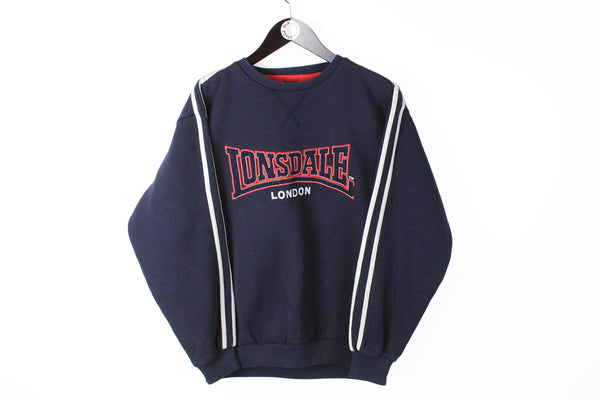 Vintage Lonsdale Sweatshirt Medium navy blue big logo hooligans England crewneck 90s