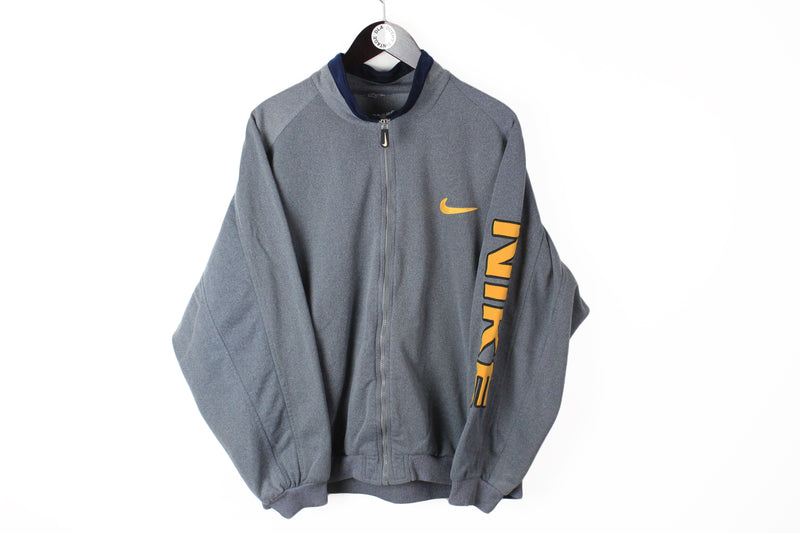 Vintage Nike Track Jacket Large gray big logo 90s full zip retro style jumper
