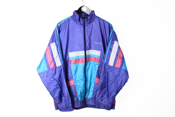 Vintage Adidas Track jacket XLarge  purple 90s sport windbreaker retro style full zip