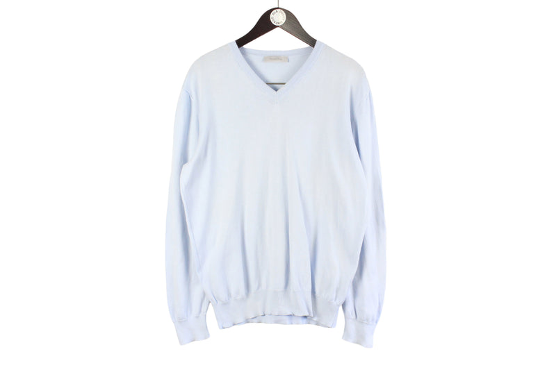 Ermenegildo Zegna Pullover XLarge blue v-neck sweater authentic luxury style