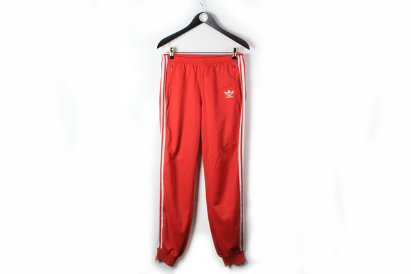 Vintage Adidas Track Pants Medium / Large red classic white 3 stripes sport athletic trousers