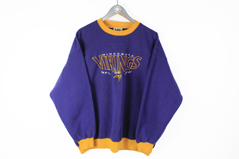 Vintage Vikings Minnesota Lee Sweatshirt XLarge / XXLarge big embroidery logo NFL retro rare sport jumper USA