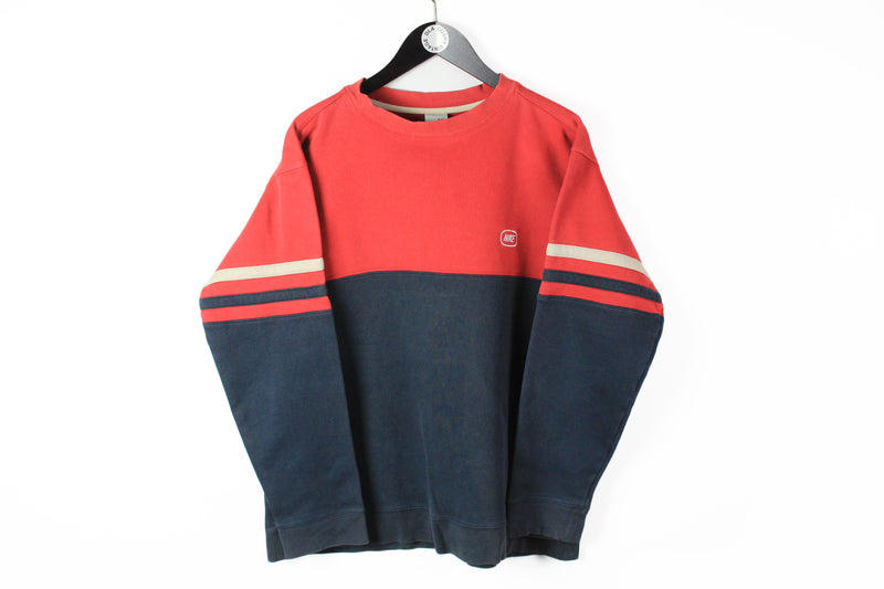 Vintage Nike Sweatshirt Medium red small logo navy blue 90s crew neck 