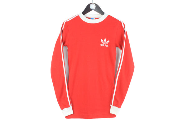 Vintage Adidas Long Sleeve T-Shirt Small red cotton 80s classic jersey shirt
