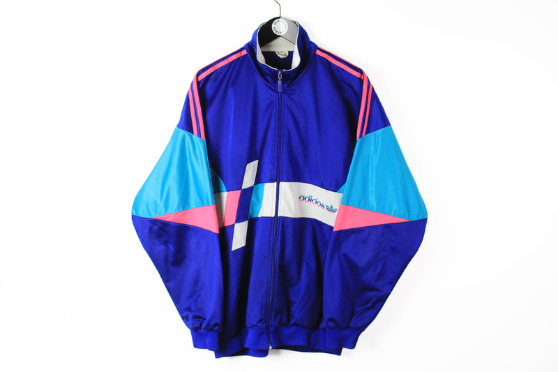 Vintage Adidas Track Jacket XLarge / XXLarge blue 90s sport windbreaker