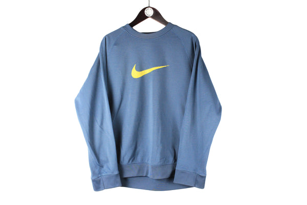 Vintage Nike Sweatshirt Large blue big logo Swoosh retro crewneck 00s sport jumper