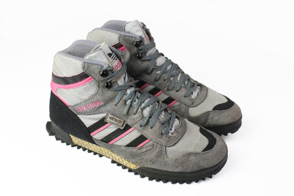 Vintage Adidas MTR High Marathone Sneakers gray pink 90's retro style shoes