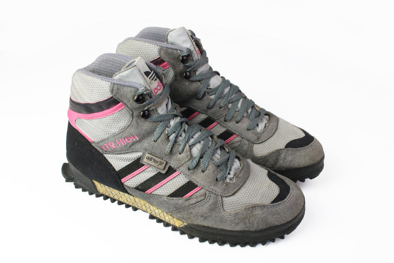 Vintage Adidas MTR High Marathone Sneakers gray pink 90's retro style shoes