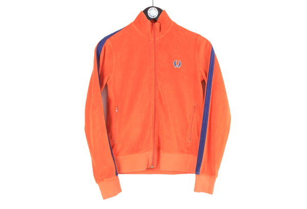 Vintage Fred Perry Track Jacket Women's Medium orange small logo 90s classis terry sport style windbreaker