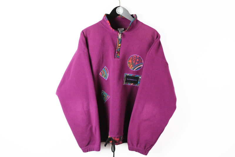 Vintage Fleece 1/4 Zip Large purple 90s Campagnolo sweater ski style