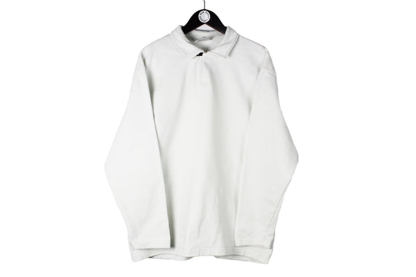 Vintage Chiemsee Sweatshirt Large size men's oversize collared basic white pullover sport wear authentic retro rare sweat long sleeve 90's style