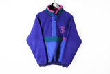 Vintage Fleece Half Zip Small blue pink multicolor Wide Forest outdoor sweater