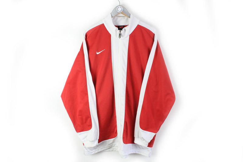 Vintage Nike Track Jacket XLarge red white small swoosh logo classic team basketball jacket