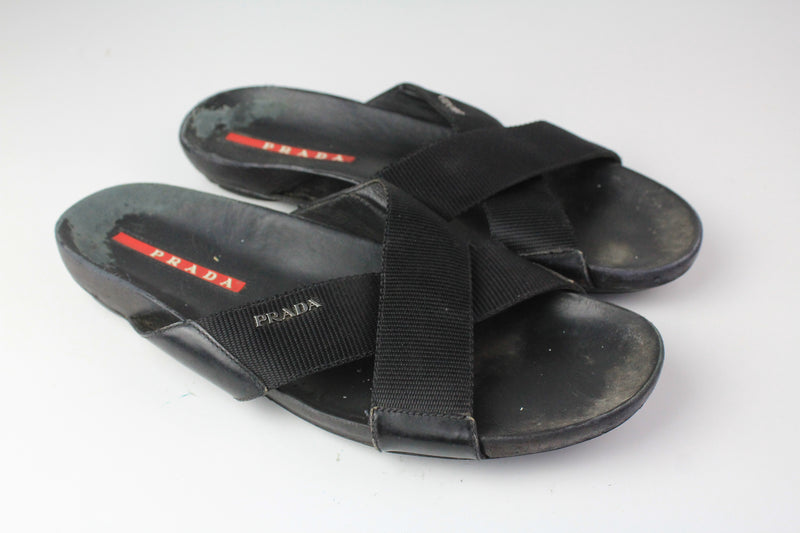 Prada Flip Flops US 9 black authentic shoes