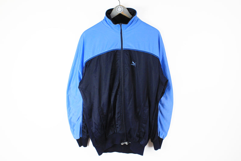 Vintage Puma Track Jacket Large / XLarge navy blue 80s sport retro style full zip athletic jacket
