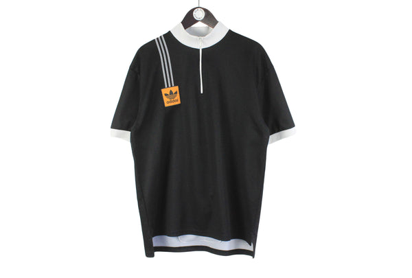 Vintage Adidas Bicycle T-Shirt Large polyester retro classic 1/4 zip logo 90s sport shirt