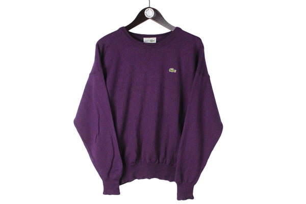 Vintage Lacoste Jumper Small / Medium size men's sweater purple retro rare 90's style knit light sweater front logo colorfull wear