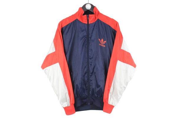 Vintage Adidas Track Jacket Large blue red 90s retro sport windbreaker