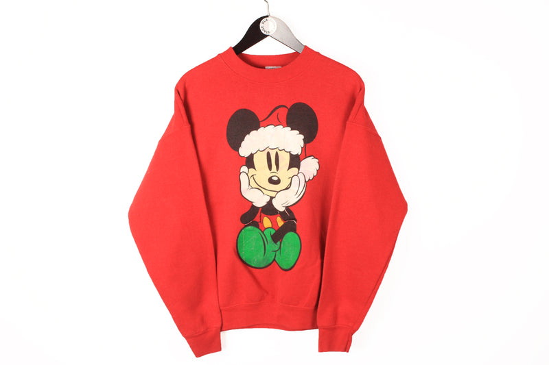 Vintage Mickey Mouse Disney Sweatshirt Large red big logo 90s crewneck 