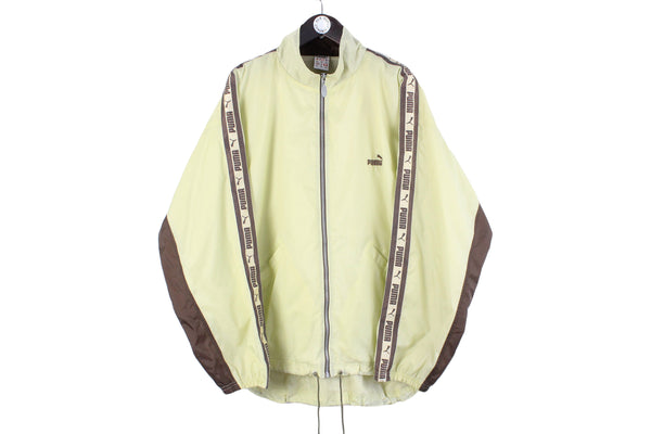 Vintage Puma Track Jacket XXLarge brown full zip sleeve logo windbreaker 90s