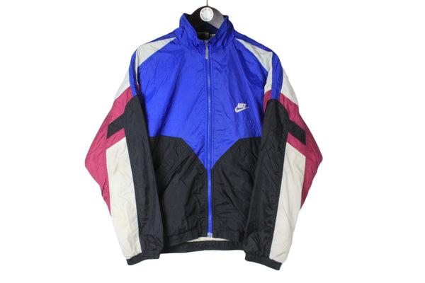 Vintage Nike Track Jacket Small size full zip sport retro windbreaker 90's style multicolor swoosh USA sport training wear authentic athletic clothing