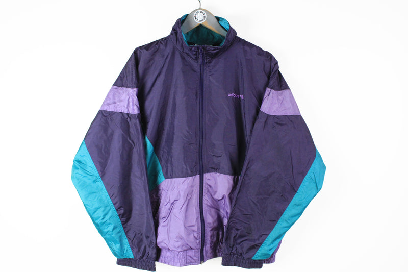 Vintage Adidas Track Jacket Medium purple 90s sport windbreaker jacket