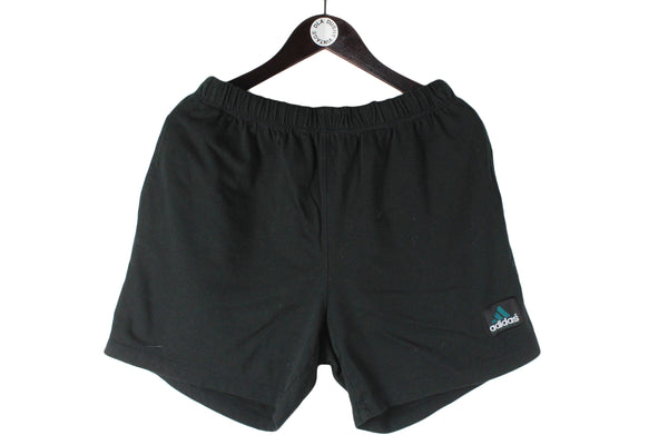 Vintage Adidas Equipment Shorts XLarge black cotton 90s retro style sport shorts