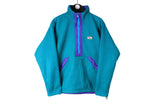 Vintage Lowe Double Sided Anorak Medium size men's fleece jacket outdoor half zip sport warm sweatshirt retro wear 90's 80's style tech wear winter clothing Reversible