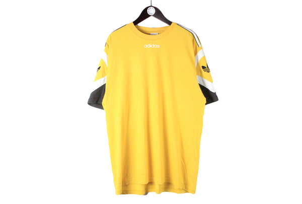 Vintage Adidas T-Shirt XLarge / XXLarge yellow small logo 90s retro sport style shirt