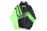 Vintage Puma Jacket Large green black big logo 90s sport athletic Germany style jacket classic