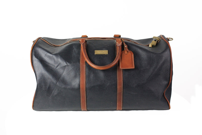 Vintage Escada Duffel Bag black brown 90's authentic travel leather bag
