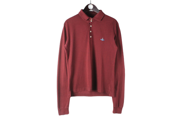 Vivienne Westwood Long Sleeve Polo T-Shirt Large red small logo authentic cotton luxury shirt