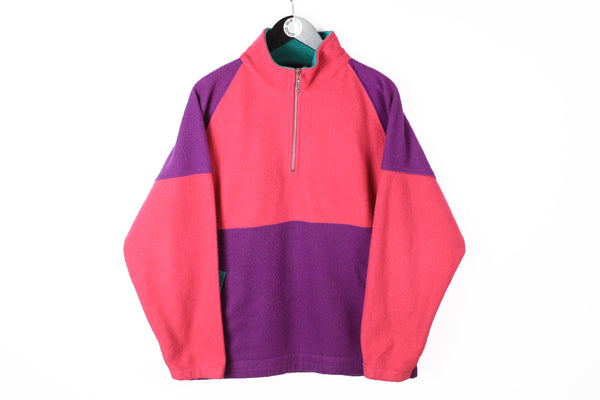 Vintage Fleece 1/4 Zip Small / Medium pink purple 90s sport style winter sweater