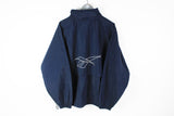 Vintage Reebok Jacket Medium / Large navy blue hooded jacket big logo 90s sport UK