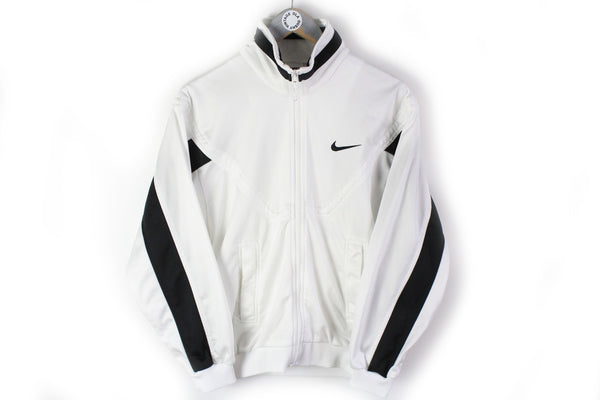 Vintage Nike Track Jacket XSmall / Small white black 90s big logo retro style unisex athletic jacket