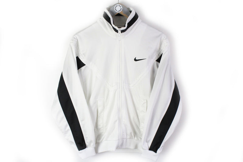 Vintage Nike Track Jacket XSmall / Small white black 90s big logo retro style unisex athletic jacket