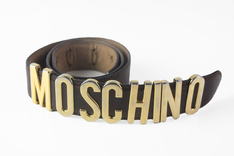 Vintage Moschino Belt brown redwall 90's made in Italy authentic rare retro style accessories