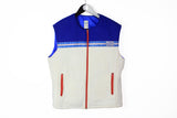 Vintage Martini Porsche Racing Vest Medium white blue 90s full zip racer sleeveless jacket