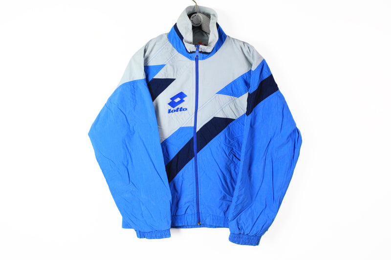 Vintage Lotto Track Jacket Medium blue 90s Italy sport windbreaker