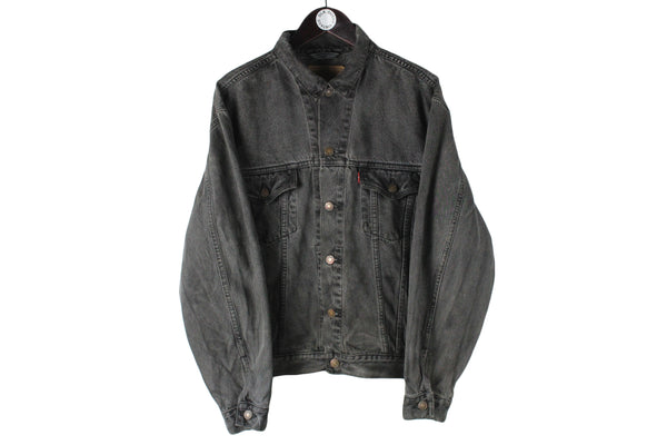 Vintage Levi's Denim Jacket Large black gray 90s jean oversize classic USA
