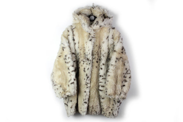 Vintage Emporio Armani Fur Coat Women's 42 jacket polyester leopard pattern animal safe 